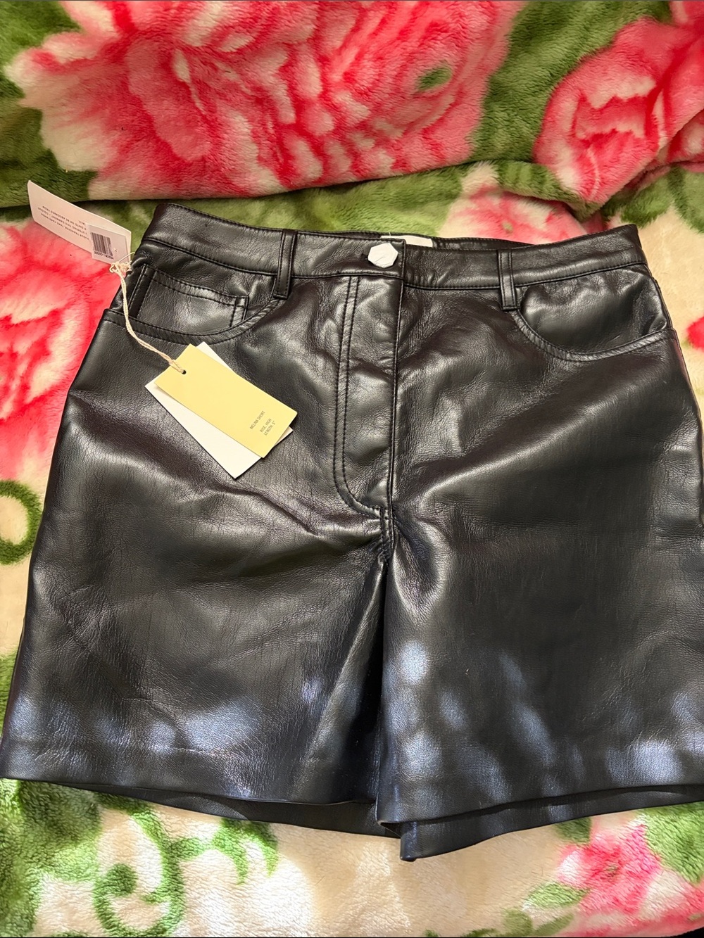 Aritzia Black Faux Leather Bermuda Shorts